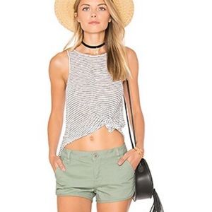 Enza Costa Striped Crop Sheath Tank Muscle Tee